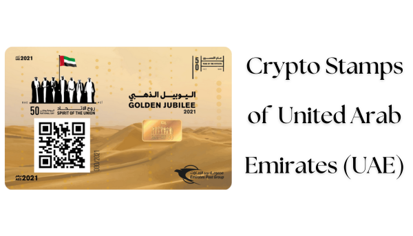 Celebrating the UAE's Golden Jubilee, this premium stamp card features a unique desert landscape design, symbolizing the nation's founding journey. It includes a 1-gram fine gold bar and a digital twin for crypto collection. Limited to 2021 pieces, it merges tradition with modernity, priced at AED 2021.https://cryptostampstop.com/