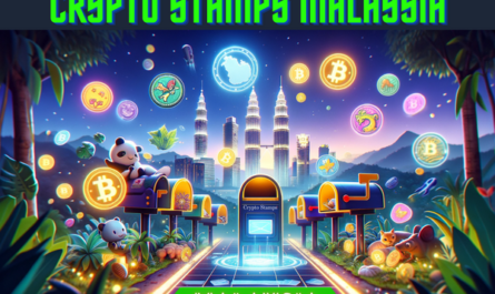 Imagine a vibrant, Pixar-style animated scene set in Malaysia, featuring a collection of whimsical, digital Crypto Stamps, each with a unique design reflecting Malaysian culture, landmarks, and wildlife. These stamps float around a futuristic, digital mailbox, glowing with energy. The background showcases a blend of Malaysia's iconic skyline and lush, digital landscapes, highlighting the Petronas Towers and a virtual rainforest. In the foreground, a digital screen displays the URL: https://www.cryptostampstop.com/ in clear, bright letters. The overall mood is magical and inviting, drawing viewers into the world of Malaysian NFT Stamps.